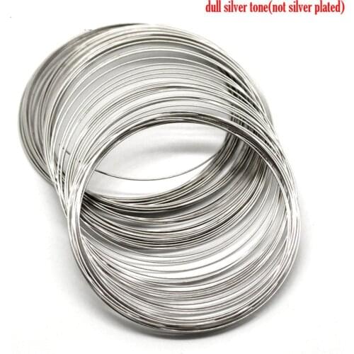 DoreenBeads Steel Wire Memory Beading Bracelets Components Round Silver Color For DIY Jewelry Making 7cm-7.5cm Dia, 45 Loops