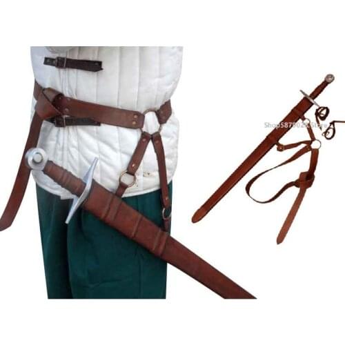 Medieval Leather Sword Scabbard Sheath Holder Viking Saxon Costume Accessory LARP Knight Waist Belt Holster Case Cosplay For Men