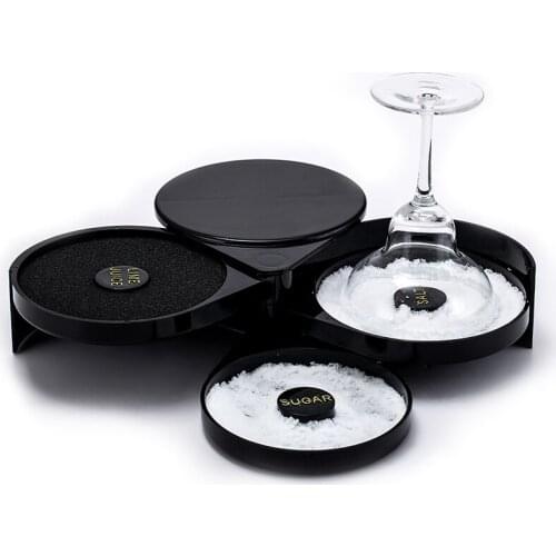 Creative Black Glass Rimmers Three-Layer Bartender Juice Margarita Cocktail Box Household Salt Sugar Seasoning Box Bar Tools