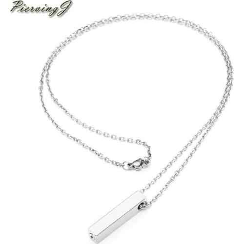 PiercingJ Stainless Steel Cube Bar Urn Memorial Pendant Necklace Memorial Ash Keepsake Cremation Jewelry Filler Kit