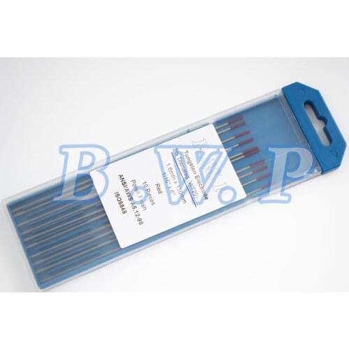 Small Size 2% Thoriated Tungsten Electrode WT20 1/16x6"(1.6*150mm) Red Tip Rod For TIG Welding DC