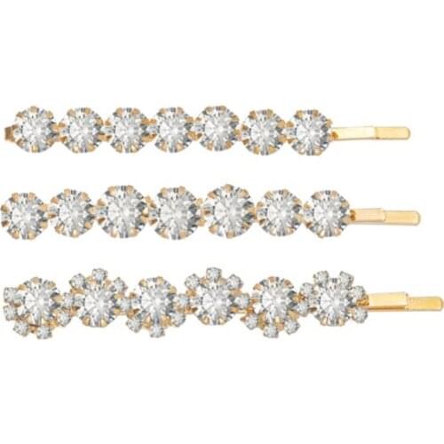 Metal Flowers Alloy Rhinestone Golden Silver Plated Bobby Pins Barrettes Hair Clips & Pins Headwear for Women 3pcs/set