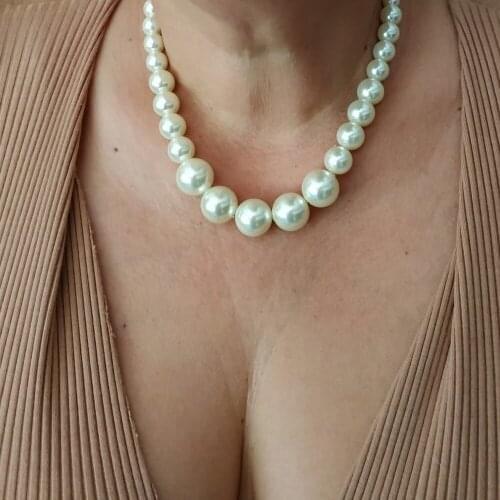 Fashion Jewelry Trendy Elegant Simulated Pearl Necklaces For Women Girl Baroque Bead Retro Choker Necklace Female Wedding Gifts