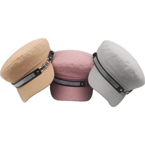 Fashion Rhinestone Cowboy Beret Cap For Women Girls Autumn Winter Flat Cap Hats Stylish Painter Caps bonnet