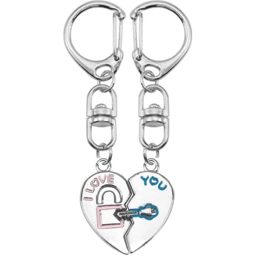 Fashion Lady Keychain Lettering Letters I Love You Stitching Heart-shaped Alloy Pendant Key Ring Men And Women Jewelry Gift