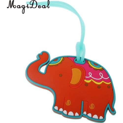 Cartoon Cute Elephant Silicone Secure Travel Luggage Tag Baggage Suitcase Bag Label Identity Name Address