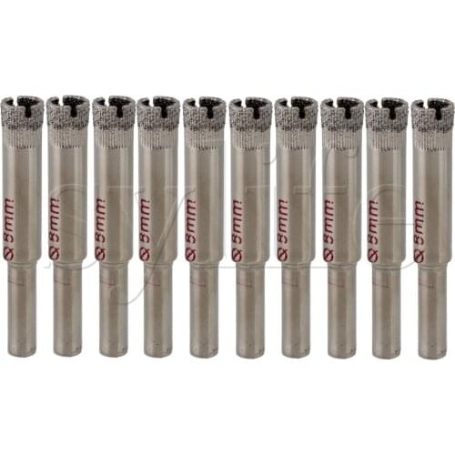 10 x Diamond Coated Drill Bit Set 8mm Dia Hole Saw Glass Granite Cutter Tip