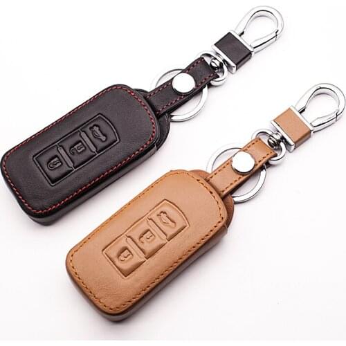 New design Genuine Leather car key cover Bag For Mitsubishi ASX Outlander Sport Pajero Galant Lancer EX,3 Buttons smart key