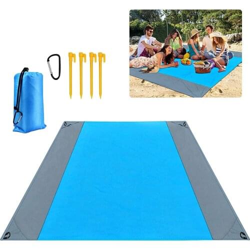 Large Beach Towels Mat Anti Sand-free Beach Anti Sand Beach Blanket Oversized Pocket Picnic 4 Anchor Wind Prevent Sand Proof