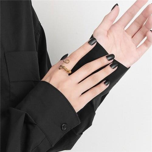 Adjustable Rotatable Round Bead Ring For Women Men Punk Gold Color Open Ring Jewelry Mothers Day Gifts