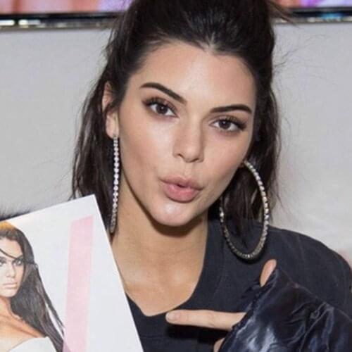 Large big rhinestone hoop earrings gold for women big circle night club party shiny jewelry accessory 10cm 9cm