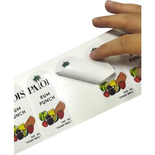 Waterproof PVC Bottle Label Custom High Adhesive Jar Wrapper Colorful Personalise Logo and Free Design