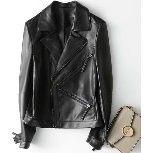 Genuine Sheepskin Real Leather Women Clothes 2020 Korean Motorcycle Slim Jacket KQN28215 YY1006