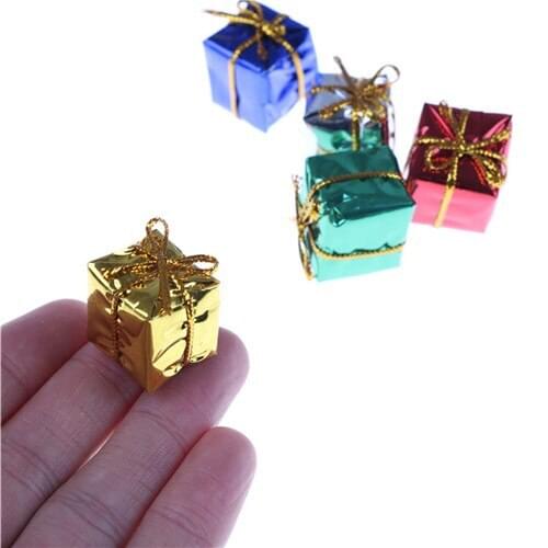 10pcs/set 3D Miniature Wood Dollhouse Mini Christmas Cube Gift Box Wedding Box Dollhouse Furniture Kits Toys For Girl Gift
