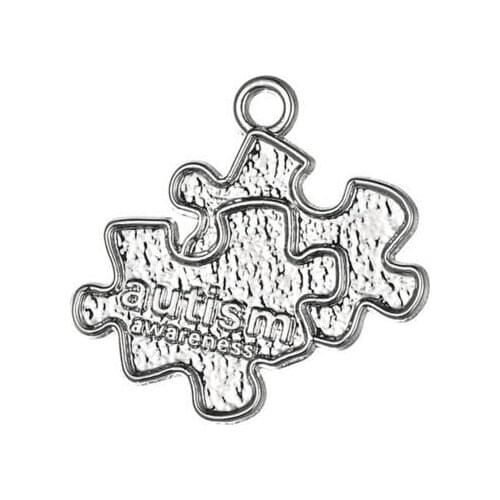 10pcs/lot Silver Plated Autism Awareness Charms Jigsaw Puzzle Piece Pendants Wholesale diy Jewelry
