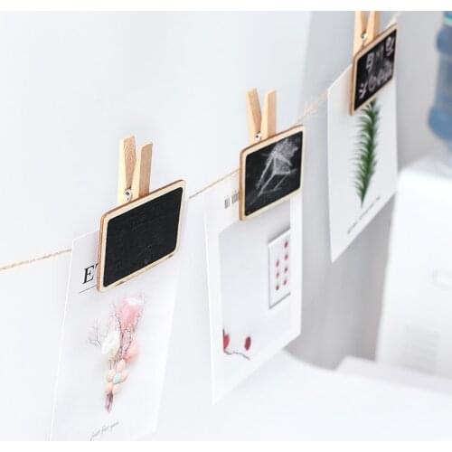 10pcs Mini Wooden Blackboard Clamps Note Folder Photo Clips Clothespins Mark Chalkboard Planner Clip Holder Wedding Decorations