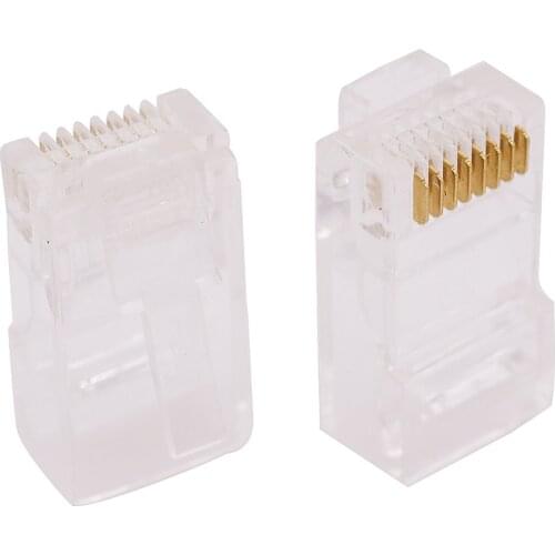 1000 pcs Crystal Head RJ45 Eight core 8P8C Cable terminal Transparent Modular Plug Gold Plated Network Connector