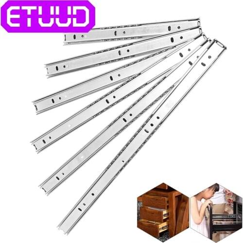 2Pcs 10"-18" 27mm Ball Bearing Drawer Slides Furniture Slide Steel Ball Bearing Slides Keyboard Cabinet Cupboard Drawer Runners