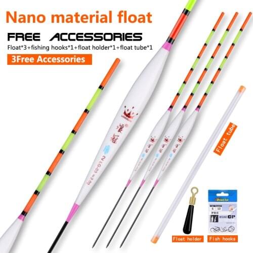 3 PCS Composite Material Nano-floating Red and Green Tail Conspicuous Light Mouth Floating Rivers and Lakes Fishing Tools
