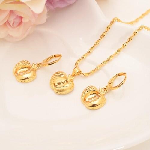 Bangrui New Christmas gold apple Women Bridal Jewelry Set pendant Earrings African girls Wedding Jewelry gift