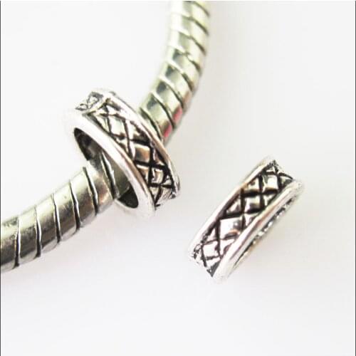 80Pcs Tibetan Silver Tone Circle Spacer Beads fit European Charm Bracelets 8mm