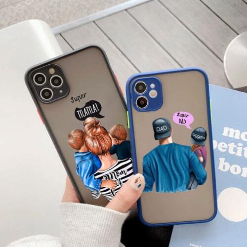Super Mom Dad Phone Case For iPhone 12 11 Pro X XS Max XR SE 2020 7 8 6 6S Plus Gril Boy Child Camera Lens Protection Soft Cover