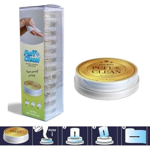 Pufai Puff Clean Natural Cleaning Wipes General Cleaning and Hygiene Purposes 12 Capsules 1 Boxes