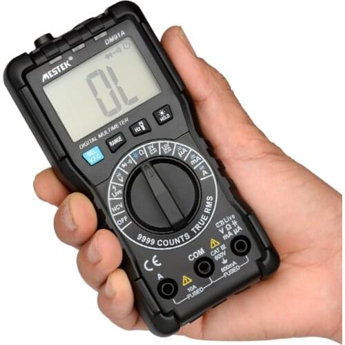 MESTEK Mini Digital Multimeter9999 Counts True RMS Auto Range AC/DC Volt Amp Ohm Diode Continuity Capacitance Tester DM91A
