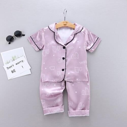 Children Pajamas Baby Clothing Pajamas Set Toddler Baby Boy Girl Short Sleeve Cartoon Tops+Pants Pajamas Sleepwear Outfits