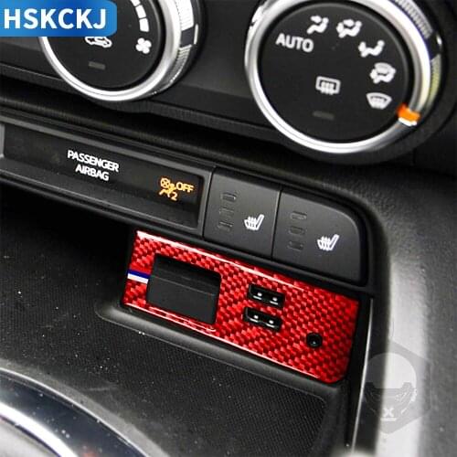 For Mazda MX-5 Miata Roadster 2016+ ND Carbon Fiber Center Storage Button Switch Cover Trim Stickers Interior Car Accessorie USB