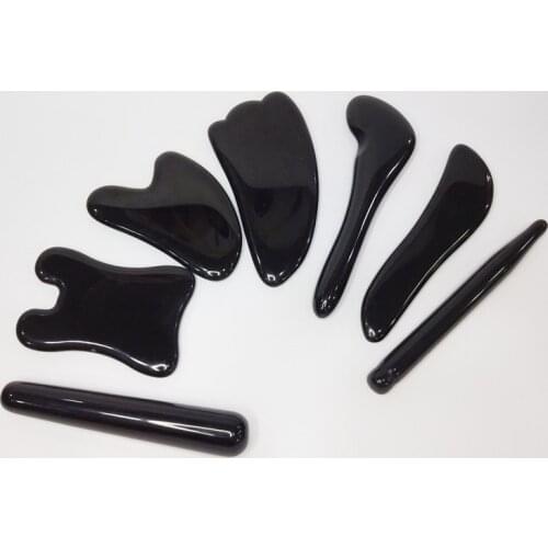 Obsidian Gua Sha Boards Traditional Therapy Natural Stones For Whole Body Massage Tools Fat Burning Heart-Shaped Shofar-Shaped