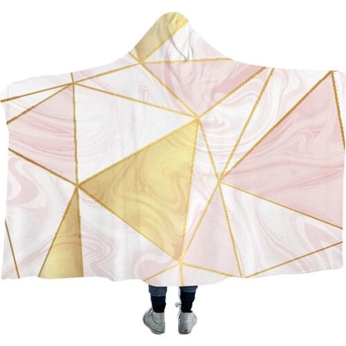 Geometry Design Wearable Hooded Blanket Bedding Fashion Bedspread Adult Travel Plush Sherpa Blanket