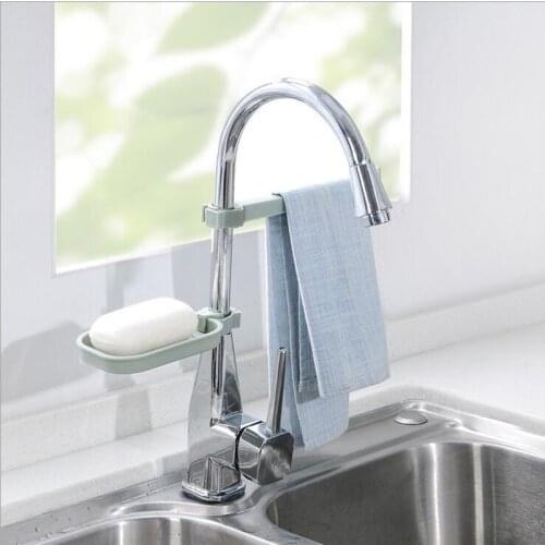 Random color Sink Hanging Storage Holder Sponge Bathroom Kitchen Faucet Clip Dish Cloth Clip Shelf Drain Dry Towel Organizer