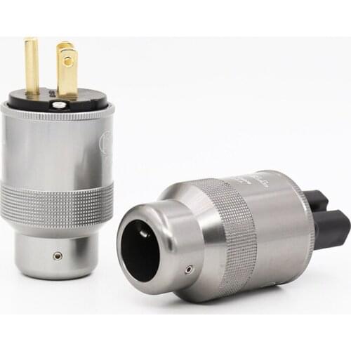 HI-End Krell copper Gold Plated US Power Plug, HIFI USA Power Cord Cable Audio Connector Plug IEC Female Plug 1 pair