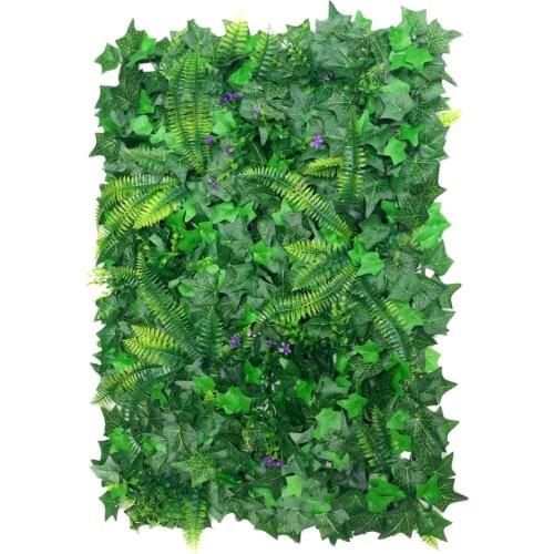 40*60cm Artificial Plants Wall Fake Lawn Faux Creepers Leaf Grass w/ Blossom Mini Fairy Garden Ornament Fake Moss Home Decor