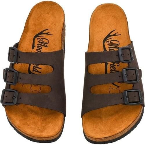 Moosefield Unisex Brown Genuine Leather Slippers