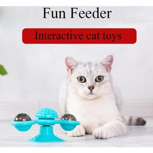 Multifunction Funny Cat Feeder Interactive Cat Toys Rotating Windmill Cat Sucker Toy Funny Cat Scratching Fuzzer Cat Brush