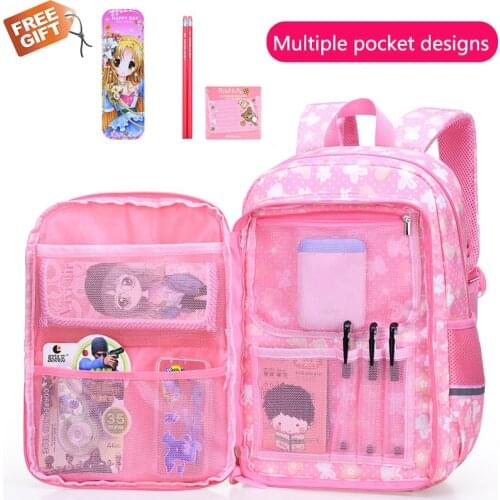 2019 new pink girl school bag primary school pupils 1 3 6th grade kids protection spine ultra light girl lightweight backpack