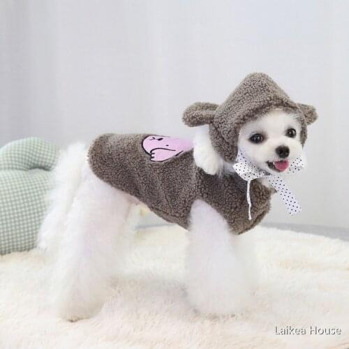 Dog Clothes Autumn And Winter Keeping Warm Hooded Embroidered Pet Clothes For Small Dog Coat Jacket Puppy Pet Apparel Clothing