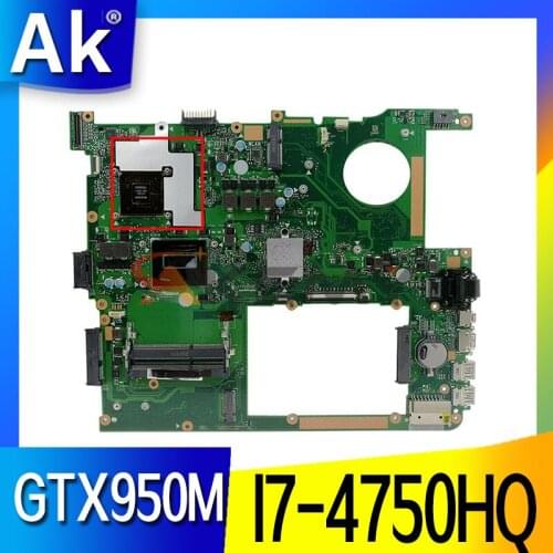 N751JX original mainboard For asus N751J N751JX N751JK laptop motherboard mainboard with I7-4750HQ GTX950M-4GB tested full 100