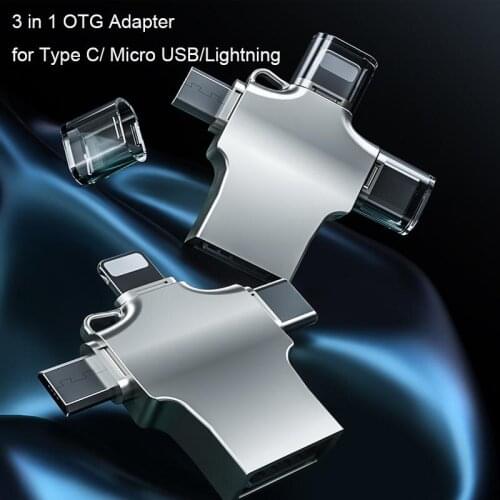 3in1 OTG Adapter for Lightning IOS Type C USB 3.0 Micro USB Converter for Camera U Disk Keyboard Mouse for HUAWEI iPhone OTG USB