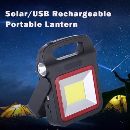 Portable Lantern Solar USB Charging COB Work Light 5 Mode Red LED Warning Emergency Searchlight Tent Camping Fishing Light Lamp