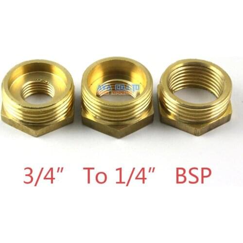 5 Pieces Brass 3/4" Male To 1/4" Female BSP Reducing Bush Reducer Fitting Gas Air Water Fuel Hose Connector