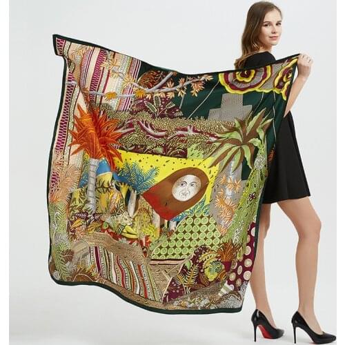 Luxury Brand 2020 New Designer 100% Silk Square Scarf Women Satin Neck Hair Tie Band Oversize Beach Hijab Head Female Foulard