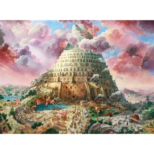 Needlework Diamond Painting Tower of Babel Full Square Drill Diy Diamond Embroidery Mosaic Landscape Home Decor Hobbies Crafts