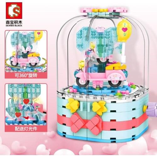 Sembo block Holiday gift educational Mini block diy kids Toys simulation light rotating box Box Building Blocks For Girls Gifts
