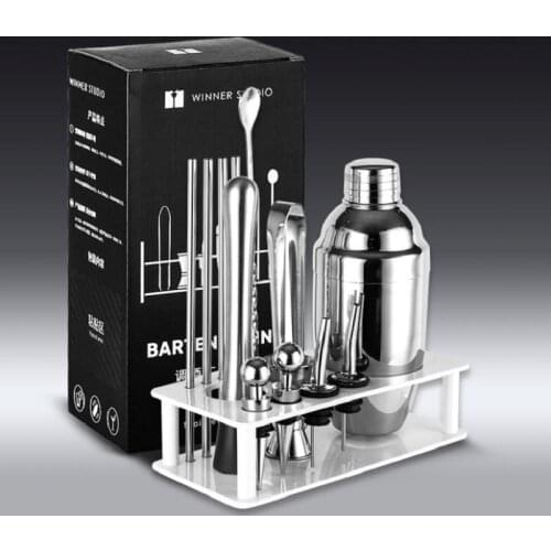 Premium Shaker Barware Set Stainless Cocktail Shaker Set Bartender Kit Includes Plastic Rack