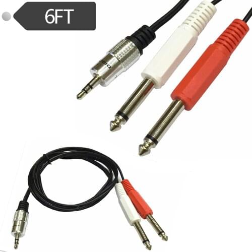 Stereo 1/8" TRS to Dual 1/4" TS Neutrik REAN Connector 6FT