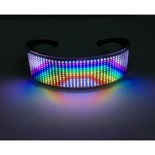 LED luminous glasses futuristic electronic sunshade light up glasses props for Halloween KTV bar performance shining glasses