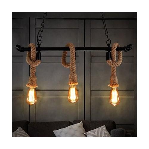 Vintage Rope Pendant Lights Lamp Loft Creative Personality Industrial Lamp American Style For Living Room decoration